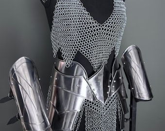 Medieval Corset Armor, Steel Chainmail LARP Cosplay Set