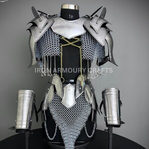 Medieval Lady Steel Armor, Chainmail Cosplay Set, LARP Costume