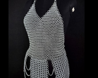 Chainmail Harness Top  Steel Rings Costume, Cosplay Armor.