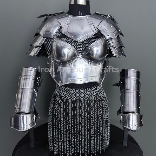 Medieval Steel Corset Armor Set: Adult Female Costume, LARP Cosplay
