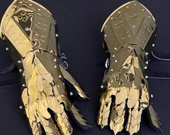 Golden Knight Gauntlets: Stainless Steel LARP Cosplay Armor