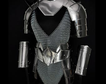 Conjunto de armadura de acero de caballero medieval para LARP, cosplay, ferias renacentistas y recreaciones históricas, Navidad.