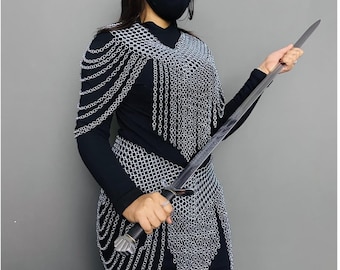 Chainmail Harness: Steel Rings Top & Skirt - Wedding Cosplay Costume