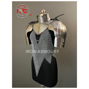 Knight Brave Female Armor, Gorget Pouldron Armor, Chainmail Armor, Cosplay Armor, Sca Armor, Larp Armor, Gifts for Women.