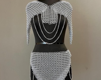 Steel Chainmail Top and Skirt: Medieval Costume Fashion