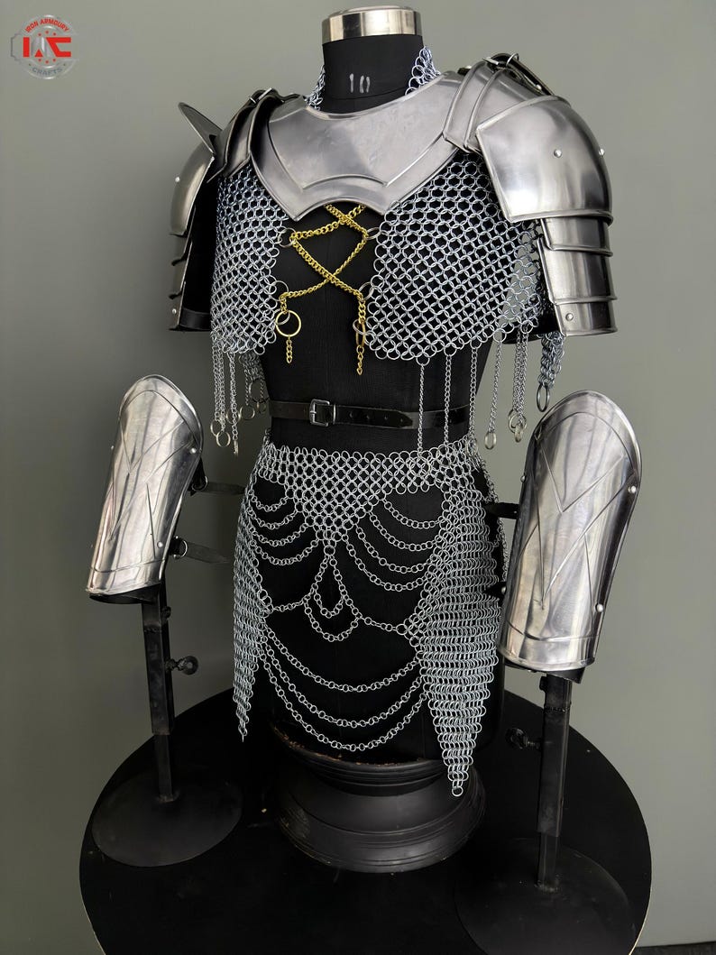 Medieval Lady Armor: Steel Cuirass, Chainmail, LARP Cosplay Set - Etsy