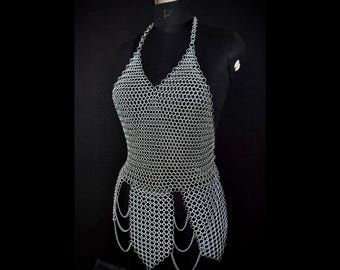 Chainmail Harness Top  Steel Rings Costume, Cosplay Armor.