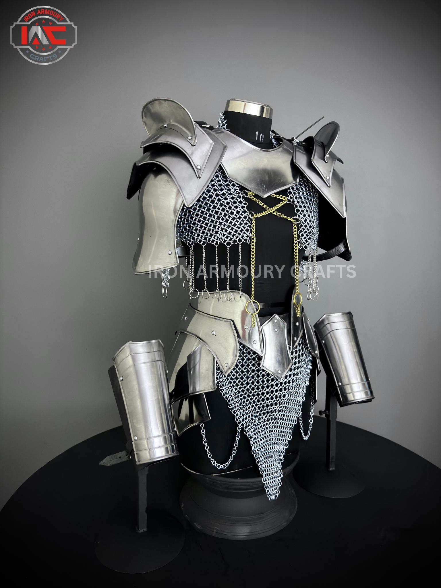 Medieval Lady Steel Armor, Chainmail Cosplay Set, SCA LARP Costume ...