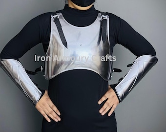 Steel Lady Armor: Medieval Chest & Bracer Set, LARP Cosplay Costume