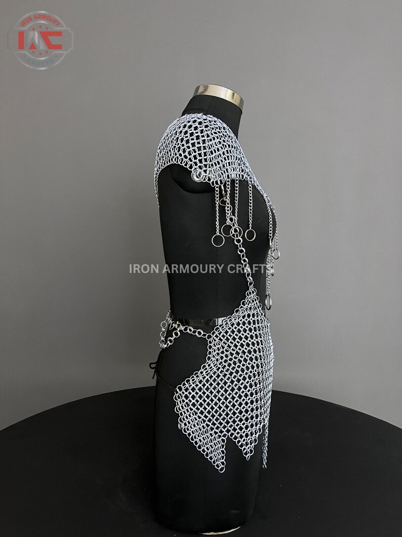 Chainmail Harness, Chainmail Chains Layers Top & Skirt, Rings Costume ...