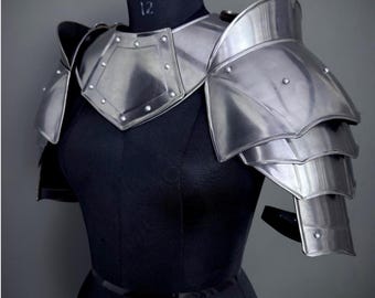 Gorguera y puñal de acero de caballero medieval, armadura para LARP y cosplay.