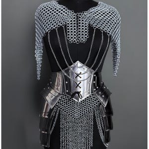 Steel Chainmail Armor Set for Women, LARP, Cosplay Costume & Medieval Wedding Costume.