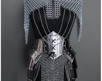 Steel Chainmail Armor Set for Women, LARP, Cosplay Costume & Medieval Wedding Costume.