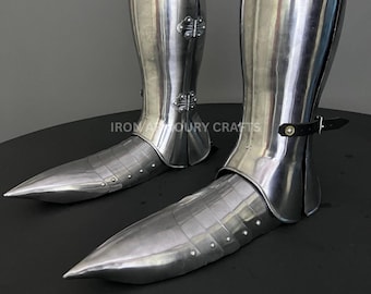 Medieval Knight Leg Guard & Sabaton Armor: Functional Steel SCA LARP Cosplay