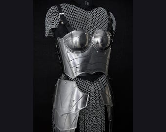 Conjunto de armadura femenina de caballero medieval: Armadura para LARP, cosplay y recreación del Renacimiento.