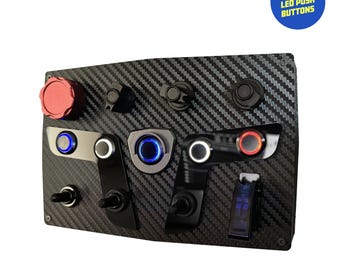Boîte à boutons GT Sim Racing - Style fibre de carbone | Contrôleur USB Plug & Play 24 entrées