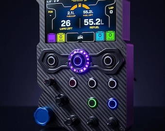 GT-LM Carbon Fiber Sim Racing Button Box with 6.8" VoCore Dashboard, RGB LEDs