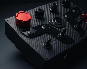GT Sim Racing Button Box – Carbon Fiber Style | 24 Inputs USB Plug & Play Controller
