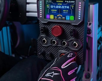 GTE style Sim Racing Button Box: 5" Display, 16 RGB LEDs, 24 in-game inputs