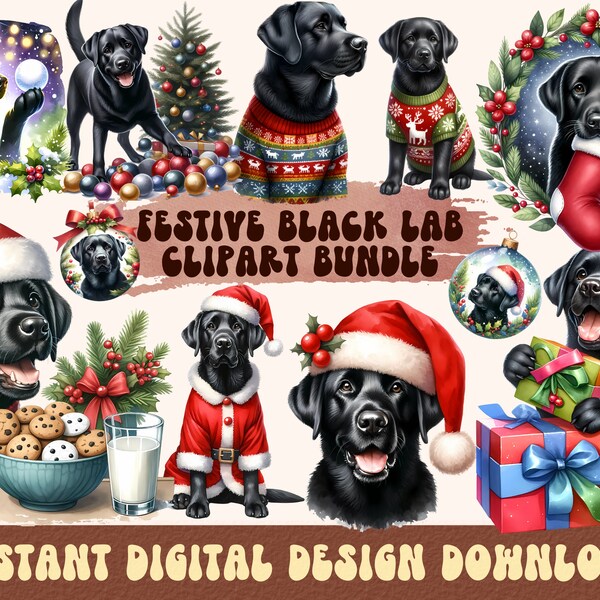 Black Lab PNG, Black Labrador Clipart Bundle, Watercolor Black Lab Clipart, Lab Lovers, Black Lab Christmas Clipart, Black Lab Mom, Dad PNG