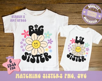 Big Sis And Lil Sis Matching Designs, Big Sister PNG, Groovy Big Sister Sublimation, Retro Sister SVG, Matching Big Sister Little Sister PNG