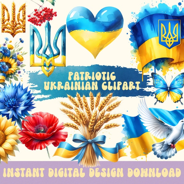 Ukraine Clipart, Ukraine PNG, Watercolor Ukraine Clipart, Stand With Ukraine Support Ukraine, Patriotic Ukrainian Clipart, Peace for Ukraine