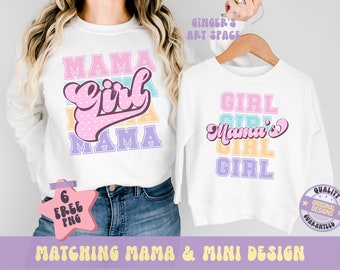 Girl Mama PNG, Pastel Mama et Mini PNG, Sublimation assortie à Mama et Mini, Sublimation Pastel Girl Mama de printemps, Sublimation de fille de maman