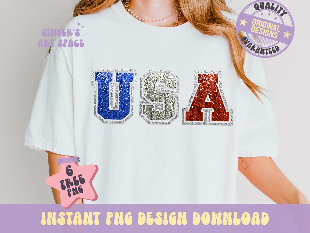 USA Royal Blue Double Layer USA Sequin Tshirt