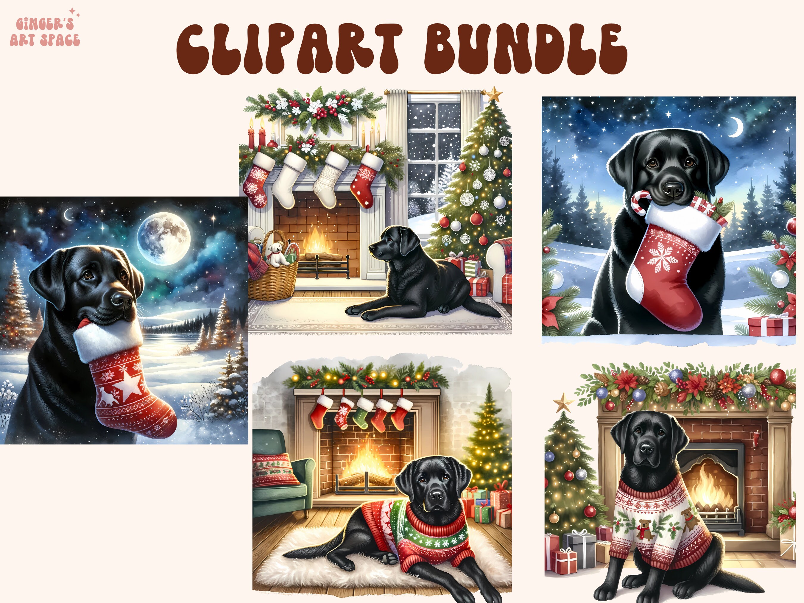 Black Lab PNG, Black Labrador Clipart Bundle, Watercolor Black Lab