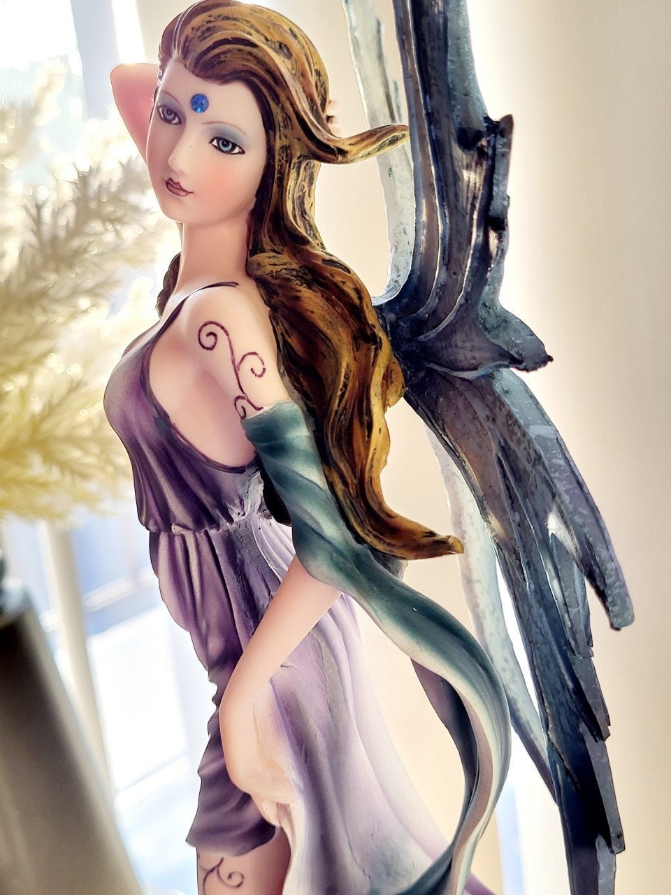 Purple Fairy Elegant and Saucy Handcrafted Collectible Figurine 12 "