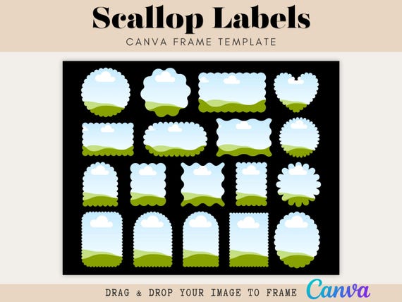 Scalloped Label Canva Frames | Drag & Drop Canva Template (Digital Download)