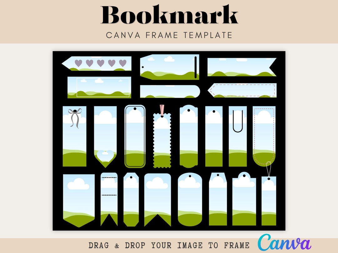 Frame Drops Example Bookmark Canva Frames | Drag & Drop Canva Template (digital Download ...