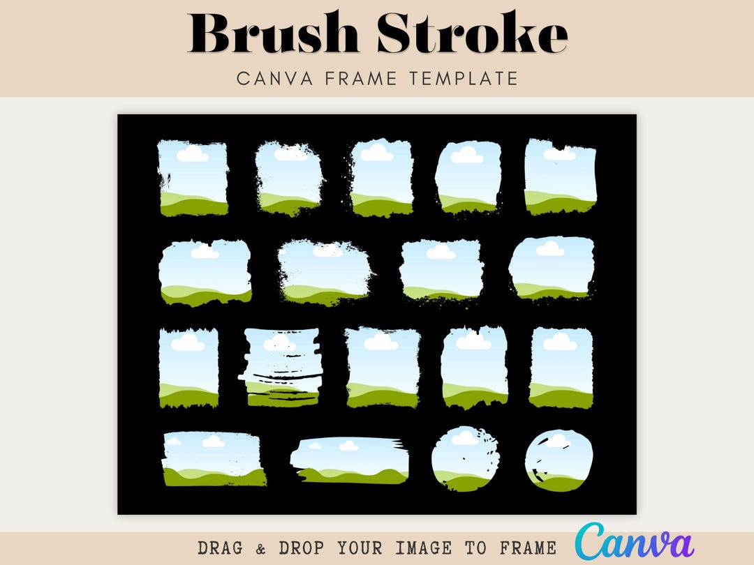Brush Stroke Canva Frames | Drag & Drop Canva Template (digital ...