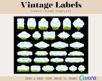 Vintage Label Canva Frames | Drag & Drop Canva Template (Digital Download)
