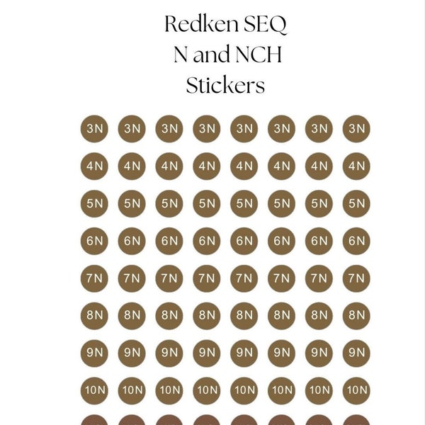 Redken SEQ Stickers, labels. Shades EQ stickers, N and NCh stickers, haircolor stickers, salon, hairstylist, color coded stickers, nuetral