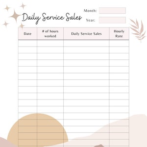 Hairstylist printable daily/monthly sales income tracker, service sales, esthetician, lash tech, waxing, massage, salon suite, salon studio