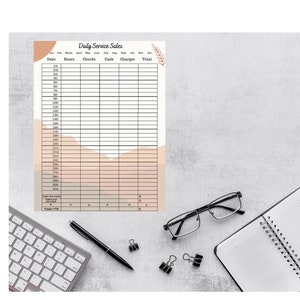 Hairstylist Daily Service Sales Tracker, beauty professionals spreadsheet, lash tech, esthetician, total sales, salon suite, chair rentals