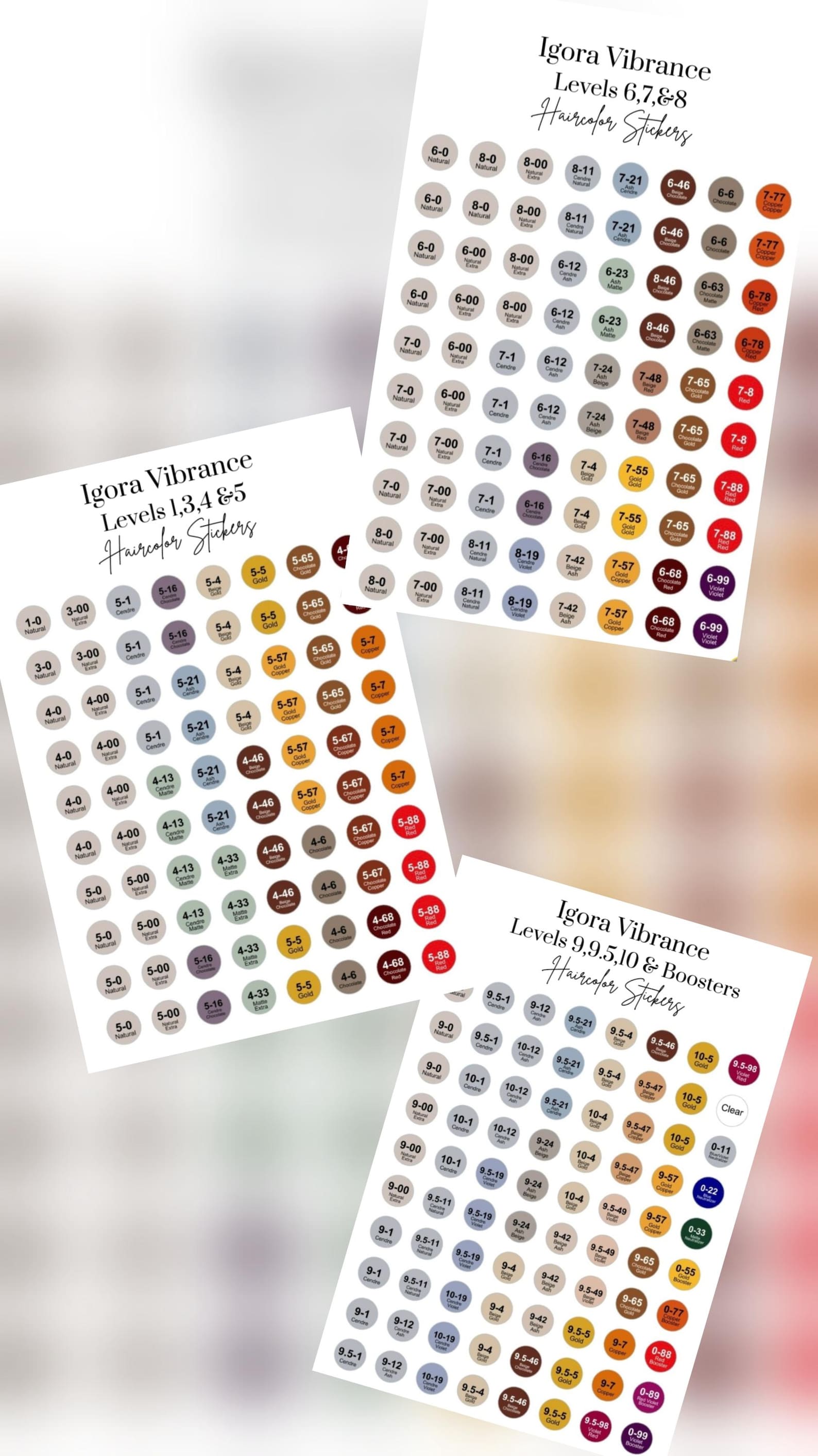 Igora Vibrance Hair Color Stickers, Schwarzkopf Hair Color Labels ...