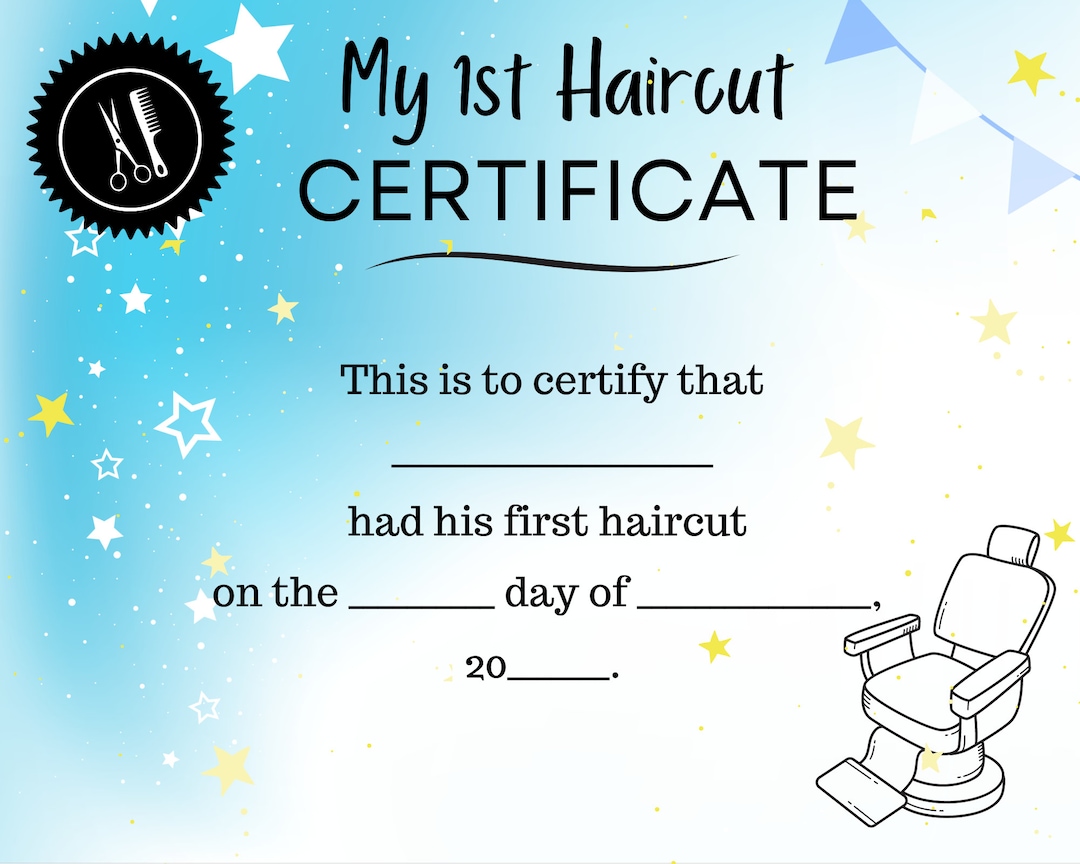 Boys 1st Haircut Certificate, Kids First Haircut, Babies First Haircut ...