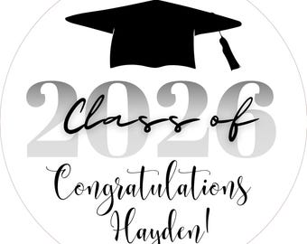 Personalized Class of 2026 Congratulations Stickers with Name, Graduation Cap Stickers, graduation envelope seal