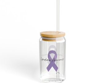 Lipedema Awareness Month sipper glass,16oz, glassware, Lippy warrior Tumbler, Gift for Lipedema Warrior, Lipedema fighter, iced coffee