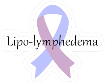 Lipo-lymphedema Purple & Blue Ribbon Sticker, Chronic Illness Support, lymphatic disorder