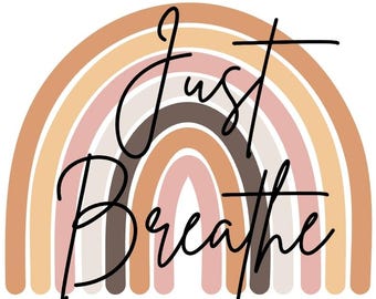 Boho Rainbow “Just Breathe” Sticker | Waterproof Vinyl | Laptop • Water Bottle • Self-Care