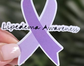 Lipedema Awareness Purple Ribbon Sticker, Chronic Illness Support