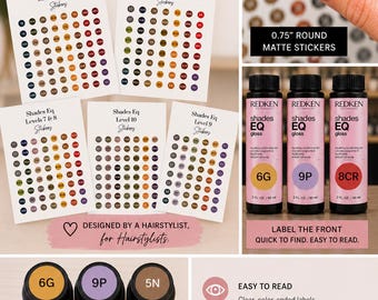 2025 Redken Shades EQ Bottle Stickers, Salon Color Organizer, SEQ stickers