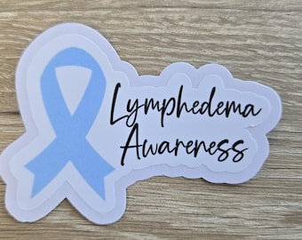 Lymphedema Awareness Blue Ribbon Sticker, Chronic Illness Support