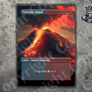 Volcanic Island MTG-compatibele proxy: aangepaste kaart voor volledige kunst