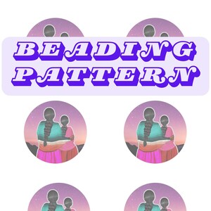 Mother and Daughter With Braids Native Beadwork Printable Template PDF Beading Pattern Print At Home