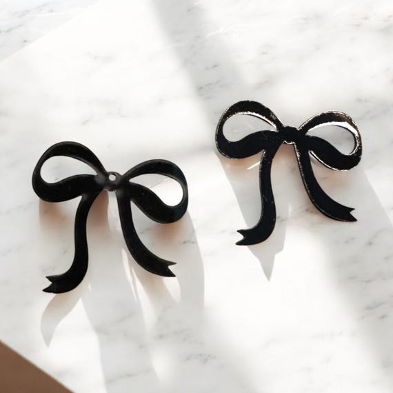 Black Bow II acrylic blanks | Beading Supplies | Cabochon Cab Centers Dangles Pow Wow