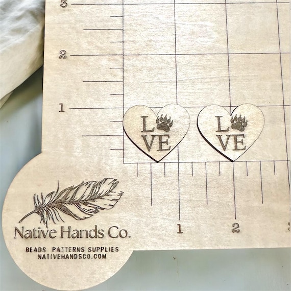 Love heart bear print paw beading cabochon cabset